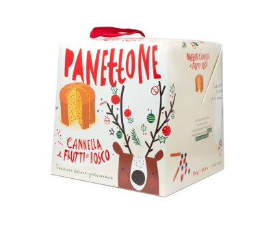 Napoli, İtalya - Kasım 2020: IKEA Noel panettonu Tarçın ve böğürtlenli