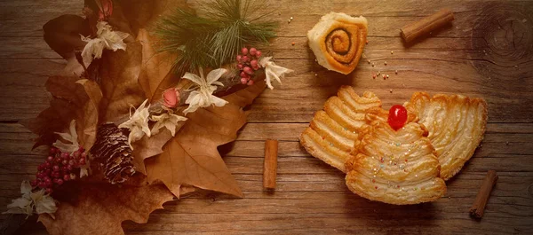 Pâtisserie Feuilletée Sucrée Légère Miel Pendant Période Noël — Photo