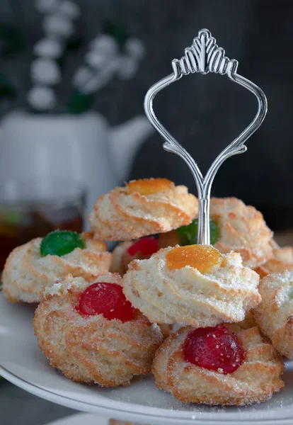 Biscoitos Doces Com Pasta Amêndoa Ideal Para Café Manhã — Fotografia de Stock