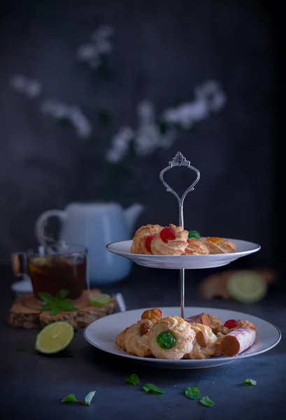 Biscuits Sucrés Pâte Amande Idéal Pour Petit Déjeuner Thé — Photo