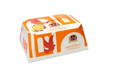 Napoli - İtalya 25 Mayıs 2021: Kolomba Paskalya Pastası Tre Marie ünlü İtalyan markasını paketledi