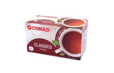 İtalya - 27 Mayıs 2021: Klasik çay markası Conad