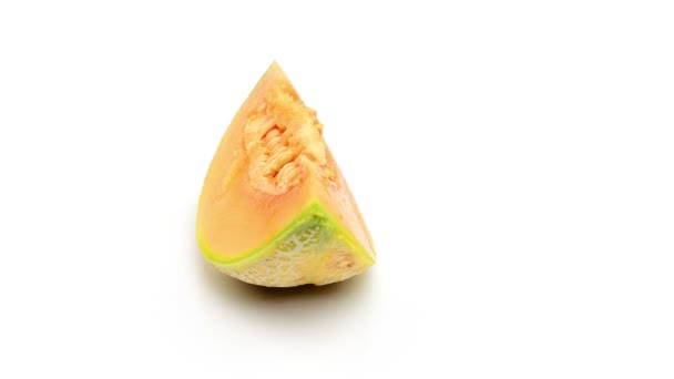 Cantalupo auf weißem Hintergrund — Stockvideo