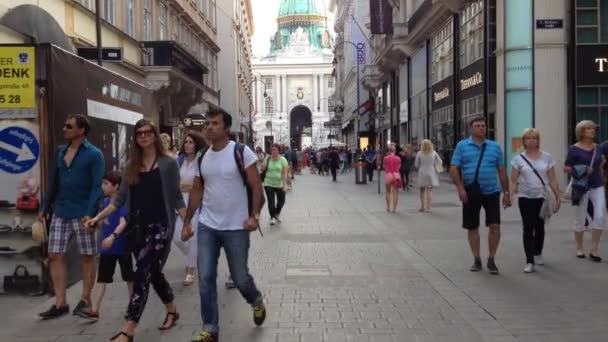 Människor som vandrar i historiska staden centrerar Wien - Österrike — Stockvideo