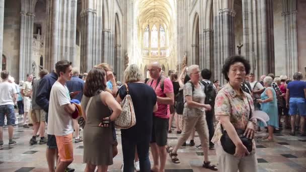 Mensen een bezoek aan de kathedraal van St. Vitus - Praag - Tsjechisch — Stockvideo