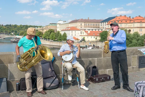 Ünlü Charles Köprüsü - Prag oynarken buskers