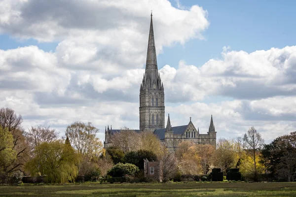 Kilátás Salisbury Katedrálisra Salisbury Ben Wiltshire Egyesült Királyság 2021 Április — Stock Fotó