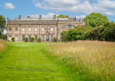 View of Stourhead House and garden from the west side in Stourton, Wiltshire, UK on 8 July 2021