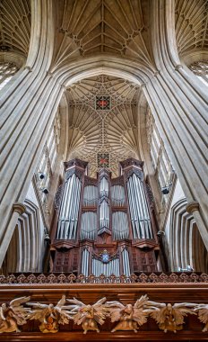 Ünlü Klais Organ 15 Ağustos 2013 'te Bath Abbey, Bath, Somerset, İngiltere' de tavan yapmış.