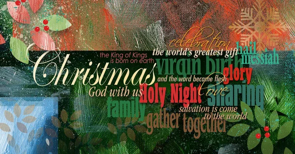 Graficzny Abstrakcyjny Projekt Słów Chrześcijańskich Znaczeń Bożego Narodzenia Zestaw Przeciwko — Zdjęcie stockowe