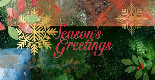 休日の感情のグラフィックデザイン季節の挨拶は カラフルな濃い緑のグランジスタイルの背景に対して設定します クリスマス 感謝祭 新年のテーマに適したアートグリーティングカードアートを含む — ストック写真
