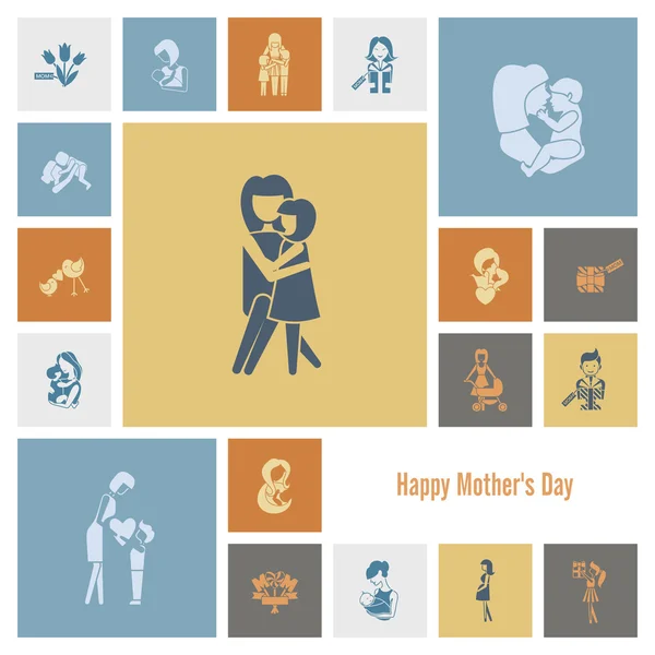 Happy Mothers Day Icônes — Image vectorielle