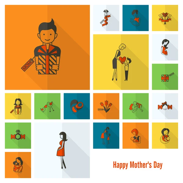 Feliz Día de las Madres Iconos — Vector de stock