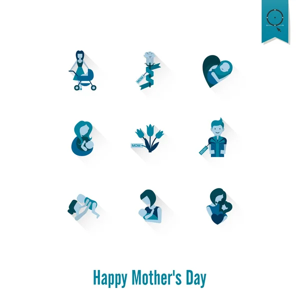 Feliz Día de las Madres Iconos — Vector de stock