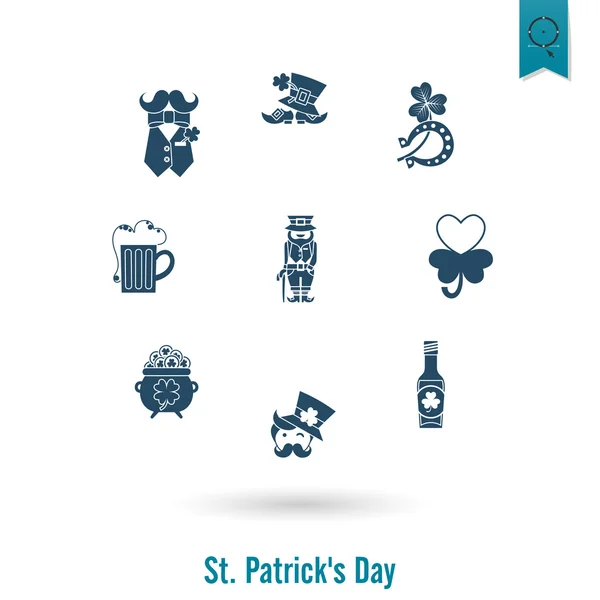 Saint Patricks Day Icon Set izole — Stok Vektör