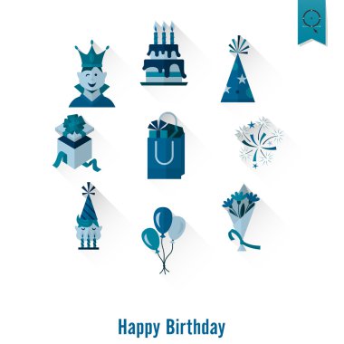 Mutlu doğum günü Icons set