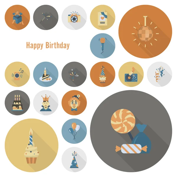 Happy Birthday Icons Set — Stock Vector