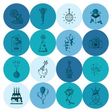 Mutlu doğum günü Icons set