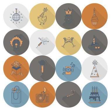 Mutlu doğum günü Icons set