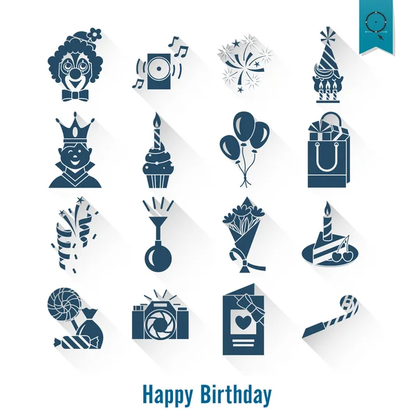 Conjunto de iconos de feliz cumpleaños — Archivo Imágenes Vectoriales