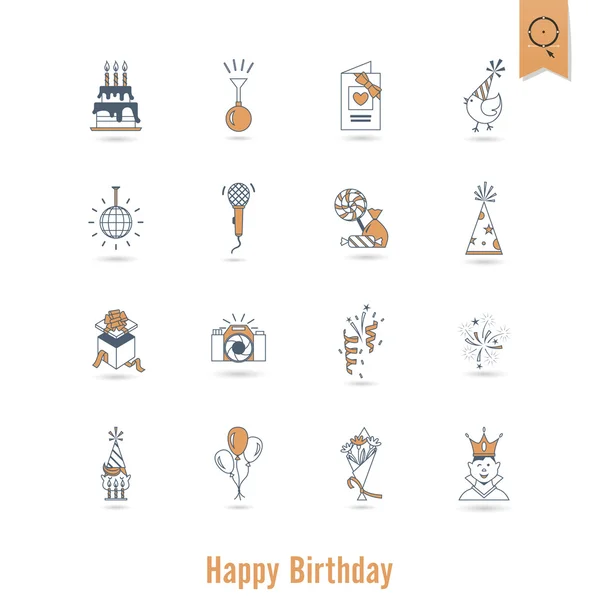 Conjunto de iconos de feliz cumpleaños — Vector de stock