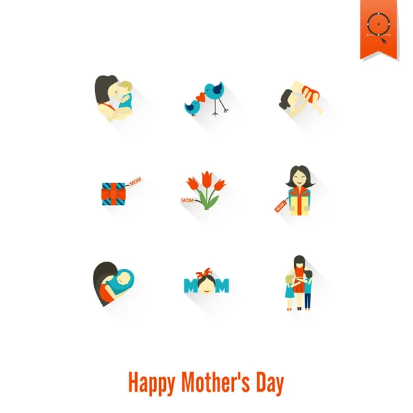 Happy Mothers Day Icons — Stock Vector