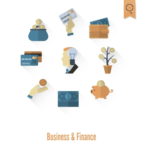 Conjunto de iconos de negocios y finanzas — Vector de stock