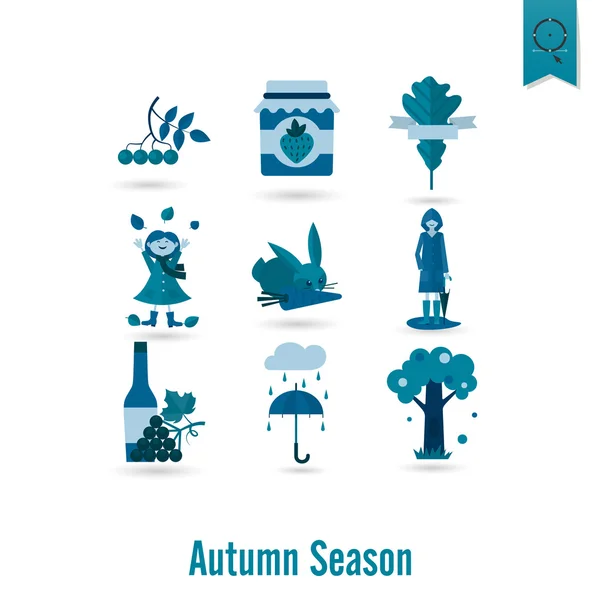 Set of Flat Autumn Icons — Stock Vector