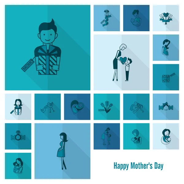Mutlu anneler günü simgeler — Stok Vektör