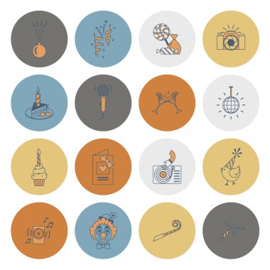 Mutlu doğum günü Icons set