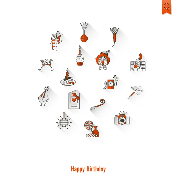 Conjunto de iconos de feliz cumpleaños — Vector de stock