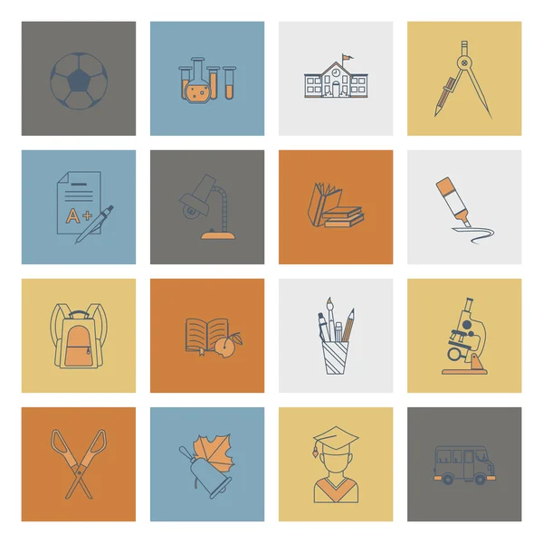 Iconos escolares y educativos — Vector de stock