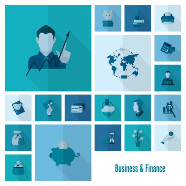 iş ve finans simgesi seti