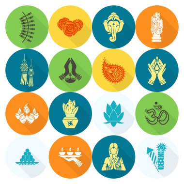 Diwali. Hint Festivali simgeler