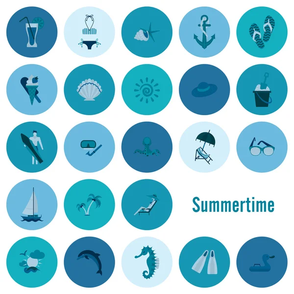 Lato i proste płaski ikony — Wektor stockowy