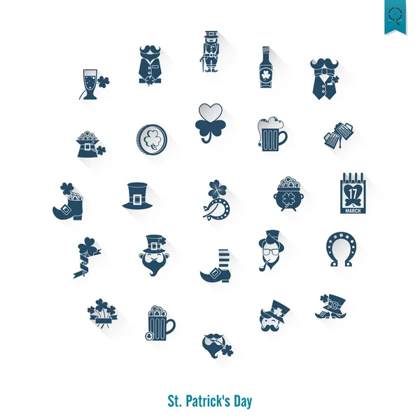 Saint Patricks Day na białym tle zestaw ikon — Wektor stockowy