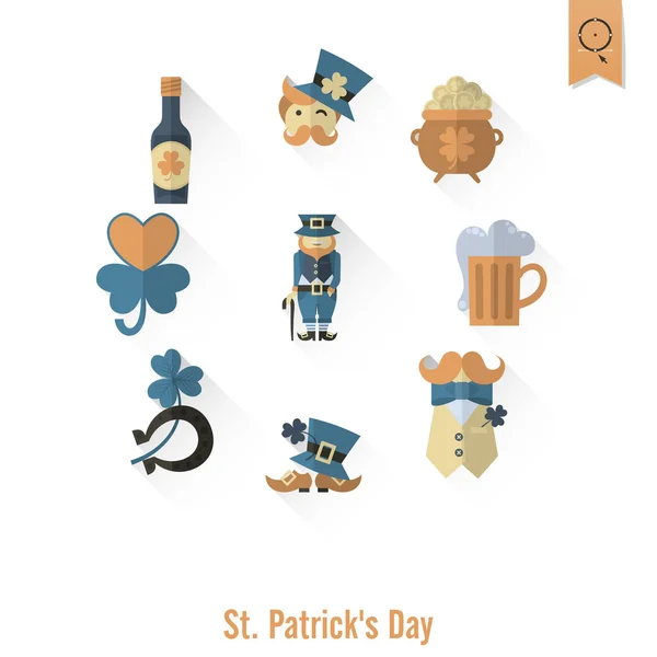 Saint Patricks Day Icon Set izole — Stok Vektör