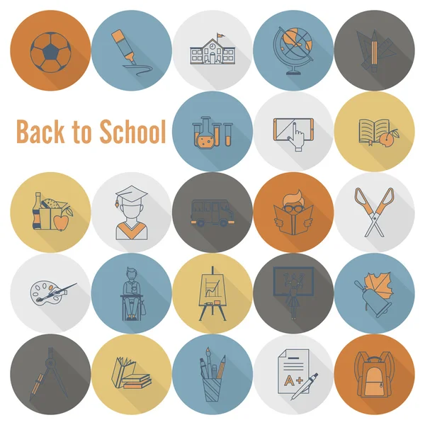 Iconos escolares y educativos — Vector de stock