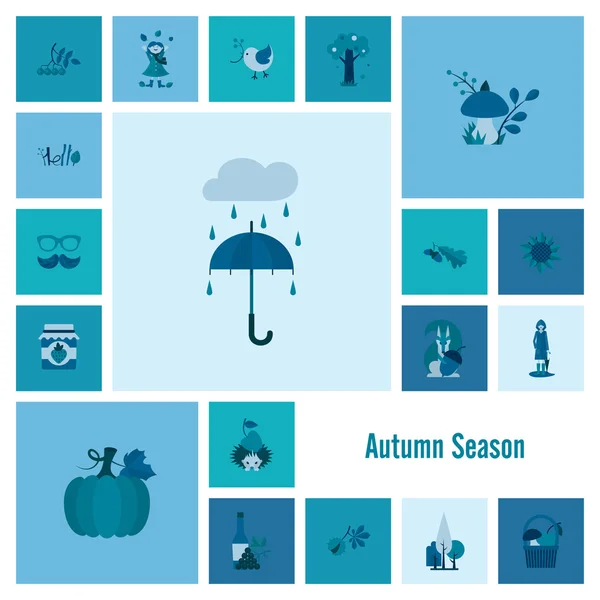 Set of Flat Autumn Icons — Stock Vector