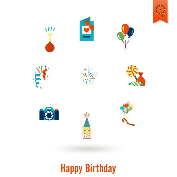 Conjunto de iconos de feliz cumpleaños — Vector de stock