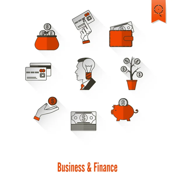 Conjunto de iconos de negocios y finanzas — Vector de stock