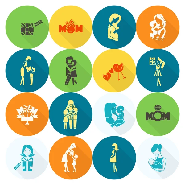 Happy Mothers Day Icons — Stock Vector