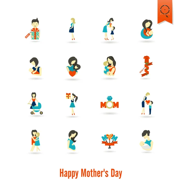 Feliz Día de las Madres Iconos — Archivo Imágenes Vectoriales