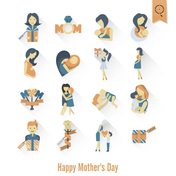 Happy Mothers Day Icons — Stock Vector