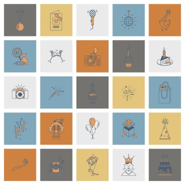 Mutlu doğum günü Icons set