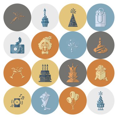 Mutlu doğum günü Icons set