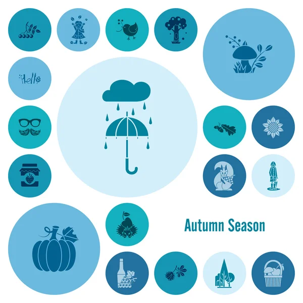 Set of Flat Autumn Icons — Stock Vector