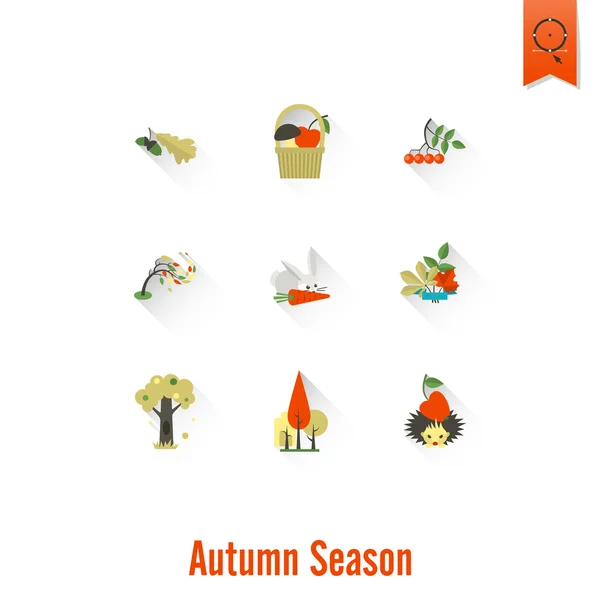 Set of Flat Autumn Icons — Stock Vector