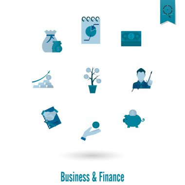 iş ve finans simgesi seti