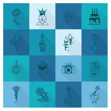 Mutlu doğum günü Icons set